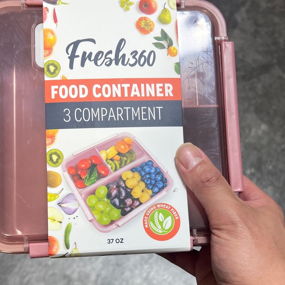 fresh 360 Pink 3-Compartment Meal Prep Container